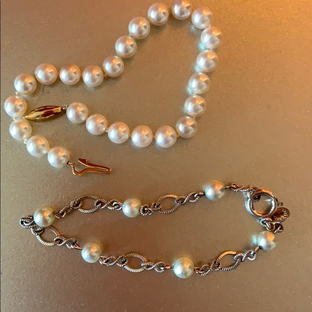 Two faux pearl bracelets